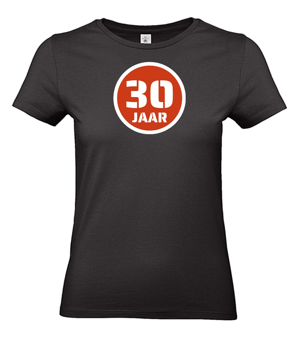 Thema_30 jaar in rood stopbord_1_2 T-shirt Stopbord met leeftijd bedrukken