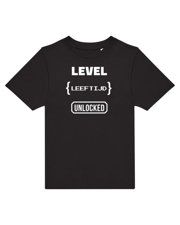 T-shirt Level Unlocked met geboortejaar bedrukken