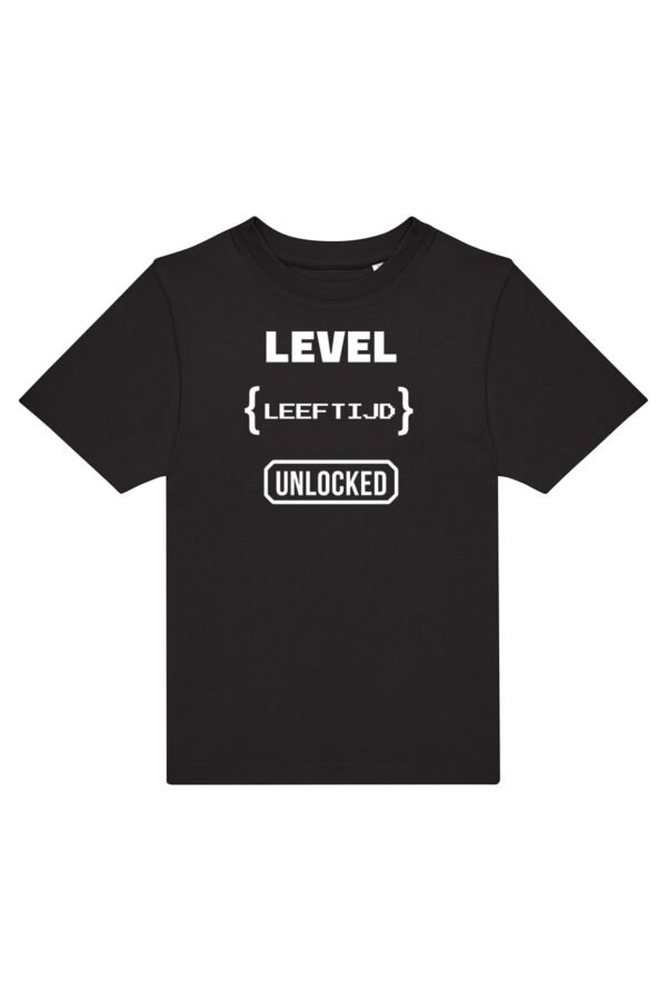 T-shirt Level Unlocked met geboortejaar bedrukken
