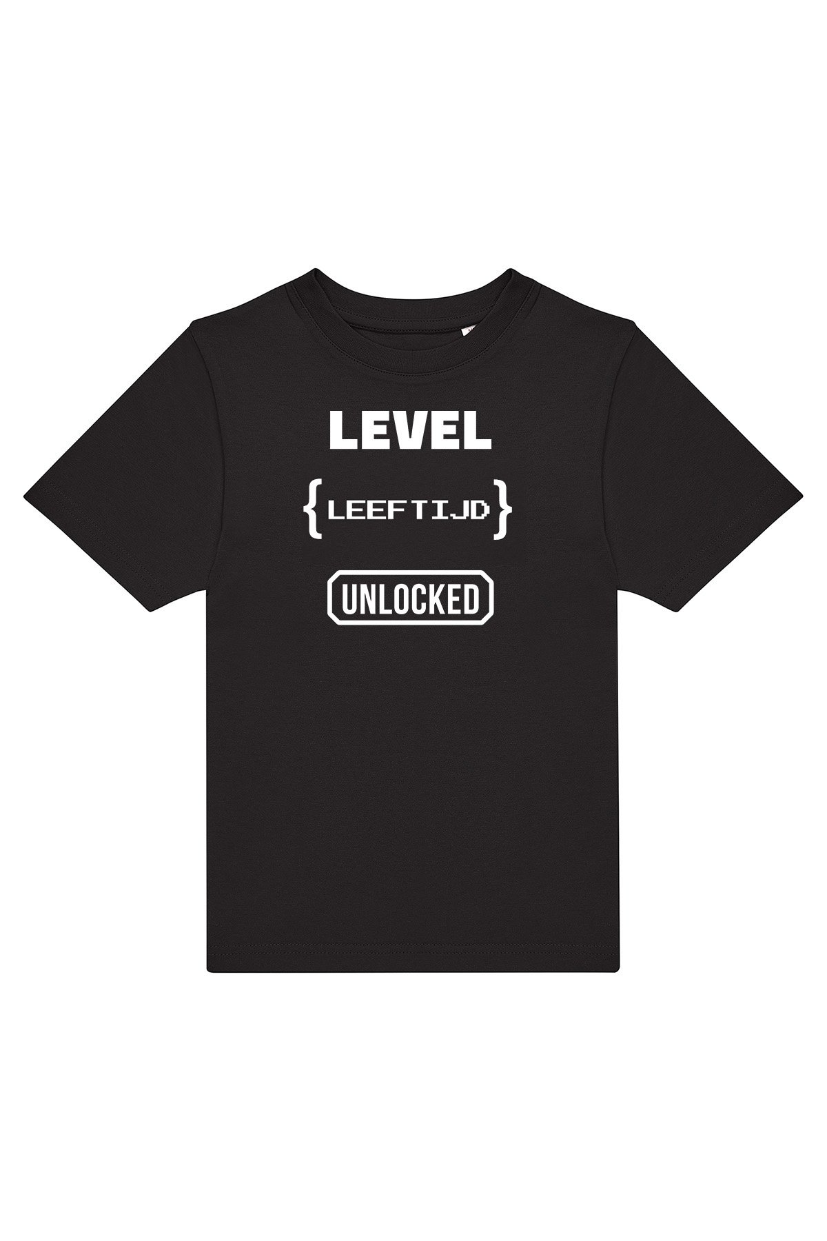 Thema_Level unlocked_1200x1800_2_Text T-shirt Level Unlocked met geboortejaar bedrukken