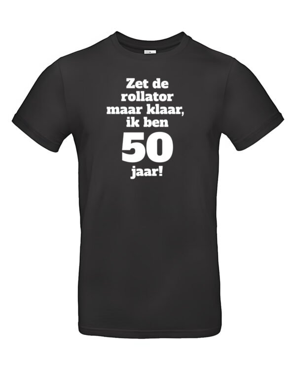 T-shirt “50 en klaar voor de rollator” – grappig cadeau voor mannen | Perfect voor 50e verjaardag of jubileum | Comfortabel katoen | Vandaag leverbaar